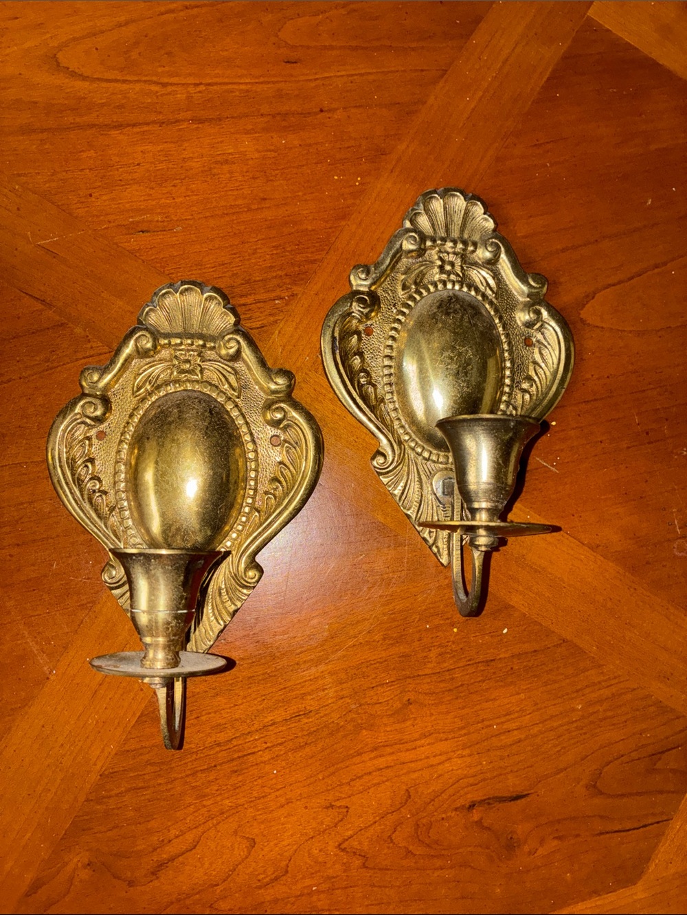 Vintage Brass Wall Candle Sconces - Pair Solid Brass Made in India
